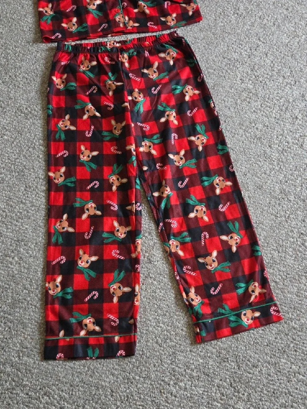 Komar Kids Red and Green Plaid Reindeer Pajama Set
